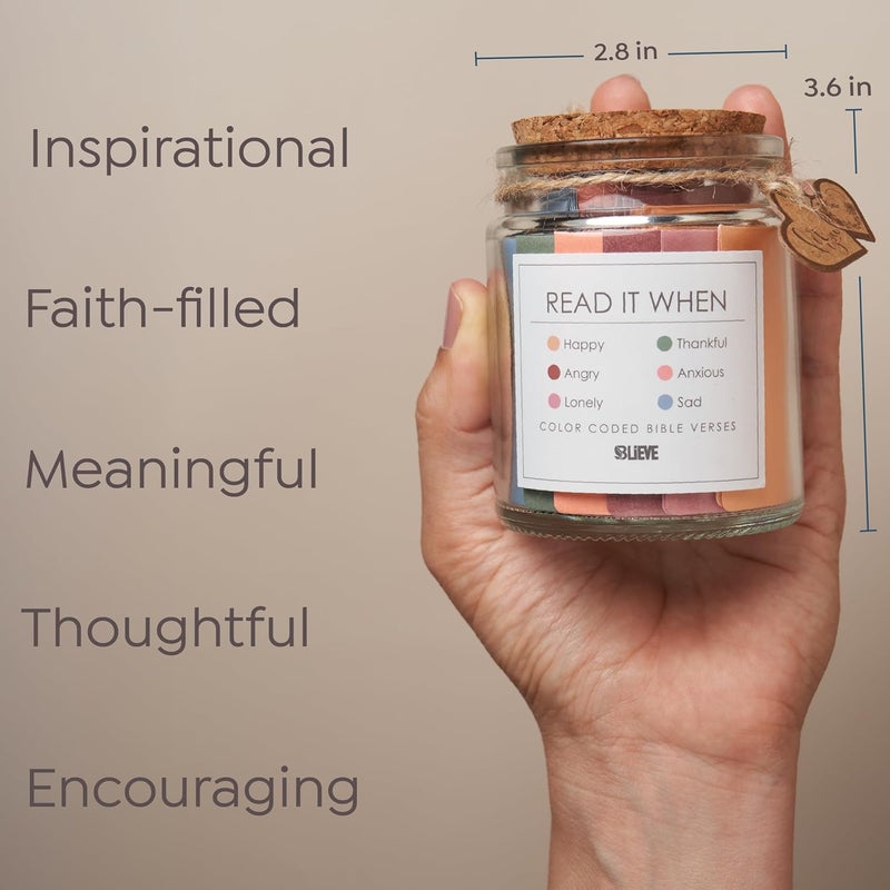 Believe - Bible Verse Jar, Read Me When Bible Verses Jar For Daily Encouragement, Christian Christmas Gifts For Women, Inspirational Stockings Stuffers, Religious Graduation Gifts For Her (Women) - Image 3